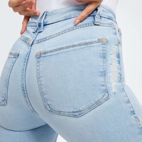 New Good American Good Legs skinny high rise distressed light wash ankle jean - Picture 1 of 15